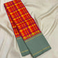 Vibrant Multicolour Handwoven Pure Silk Kanjipuram Saree with Kanchi Kattam Weave