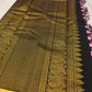 Rose Pink Kanchi Kattam saree with Black checks and antique gold zari buttas