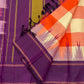 Kathiripoo Purple Handwoven Pure Silk Kanchipuram Saree with Kanchi Kattam and Seer Pallu, contrasting border detail