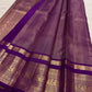 Deep aubergine purple Kanchipuram zari kattam saree, showing body, border and detailed gold zari pallu