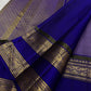 Lilac and blue handwoven pure silk Kanchipuram Rettapet saree — close view of the body weave and texture