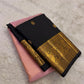 Kanchana purple Kanjeevaram silk saree with korvai weave and soft gold zari border draped view