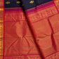 Midnight navy pure silk Kanchipuram saree with Gandaberunda buttas and diamond-grid pallu, Idam Living (photo 5 of 6)