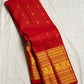 Vermilion red handwoven pure silk Kanjivaram Varisaipet saree with gold zari brocade border, photo 5 of 5