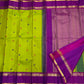 Kanjivaram pattu saree in chartreuse with mayil butta and rettapet zari border styling view
