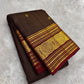 red border detail of coffee brown Kanchipuram silk saree