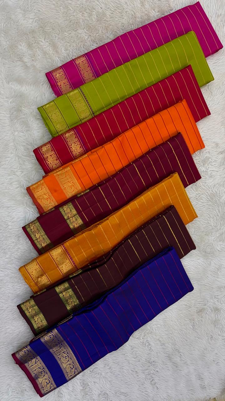 mustard gold Kanchipuram silk saree with blouse piece