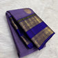 Lilac and blue handwoven pure silk Kanchipuram Rettapet saree — overview of the full saree drape