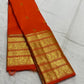 Orange handwoven pure silk Kanchipuram Varisaipet saree — overview of the full saree drape