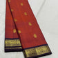 Rust and aubergine handwoven pure silk Kanchipuram Korvai saree — detail of the saree border