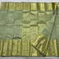Sage green handwoven pure silk Kanchipuram Varisaipet saree — close view of the body weave and texture