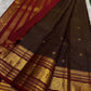 traditional tested zari detail on coffee brown Kanchipuram silk saree