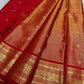 v pallu detail of deep red Kanchipuram silk saree