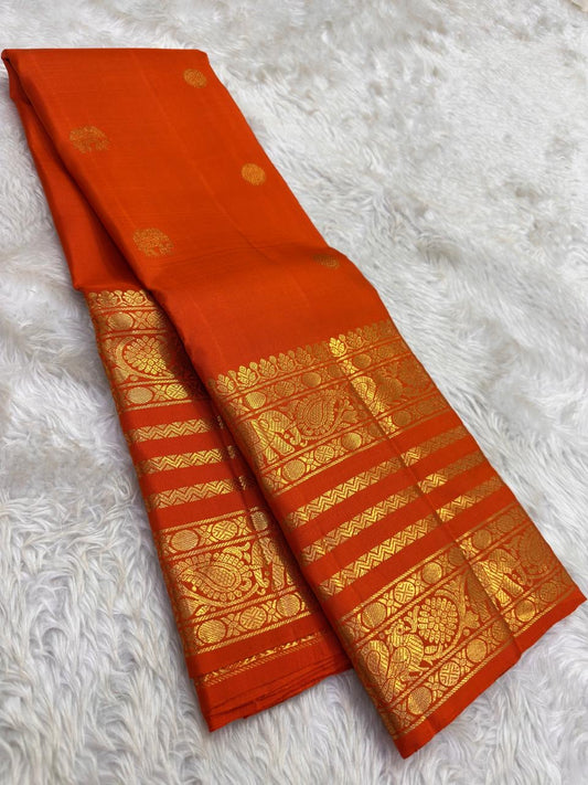 burnt orange silk saree vb draped view