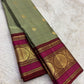 kb pallu detail of sage green Kanchipuram silk saree