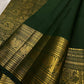 Deep Green Kanchipuram Butta saree with antique-gold sacred bird border