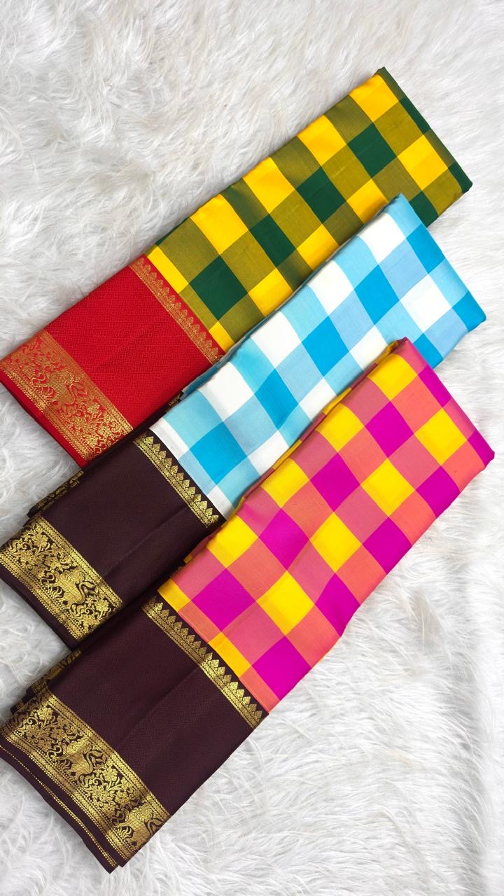Paalum Pazhamum Kanchipuram silk saree with gold zari Yazhi border by Idam Living
