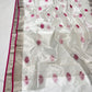 Cream Silver Katan Silk Chanderi handloom saree — border closeup