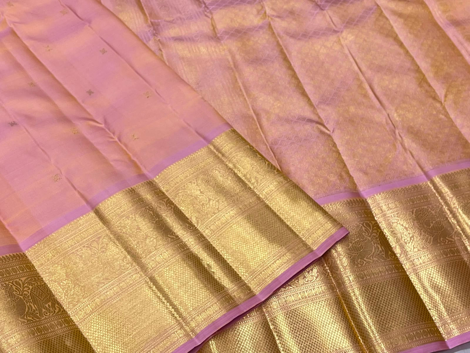 Blush Peach pure silk Kanchi Pattu Butta saree, priced at 15500 rupees