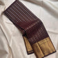 Aubergine handwoven pure silk KanchiPattu Butta saree — full front view — Idam Living