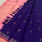 Royal Purple handwoven pure silk Kanchipuram Butta saree — folded view — Idam Living