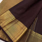 Aubergine handwoven pure silk KanchiPattu Butta saree — body zari butta detail — Idam Living