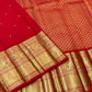 Vermilion Red pure silk KanchiPattu Butta saree folded, Silk Mark certified, handwoven in Kunnam village