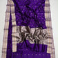Royal Purple Silver Border Pattu Silk Chanderi saree, body closeup