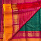 Peacock teal Korvai pure silk Kanchipuram saree with thick Veldhari body, double Korvai border and sunset-orange grid pallu, Idam Living (photo 5 of 5)