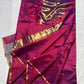 Amethyst Magenta Gold Pallu Pattu Silk Chanderi saree, draped view