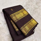 Handwoven Rettapet Kanchipuram saree with twin Gandaberunda-inspired border bands in gold zari