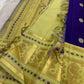 Oodha Violet & Manthulir Green Varisaipet Kanchipuram silk saree, detail view