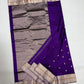 Royal Purple Silver Border Pattu Silk Chanderi saree, draped view
