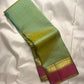 Thulir Pachai and Raspberry Pink Handwoven Pure Silk Kanchipuram Pattupet Saree, rudraksham kamalam vanki pet and chandrakala pallu motif sequence