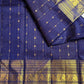 Neelam blue handwoven pure silk Kanchipuram Varisaipet saree with ornate gold zari border, photo 1 of 5