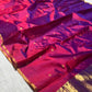 Amethyst Magenta Gold Pallu Pattu Silk Chanderi saree, full length view