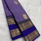 Lilac and blue handwoven pure silk Kanchipuram Rettapet saree — detail of the saree border