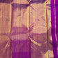 Kathiripoo violet handwoven pure silk Kancheepuram Ettukol saree with gold zari temple border, photo 3 of 5