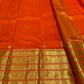 Orange handwoven pure silk Kanchipuram Varisaipet saree — detail of the saree border