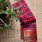 Arakku Red, Deep Violet & Muted Blue handwoven Kanchi Kattam silk saree by Idam Living