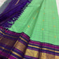 Kanjivaram pattu saree in aqua checks with varisaipet zari border and traditional gold detailing