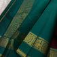 Arakku maroon and peacock teal pure silk saree with an ornamental teal pallu