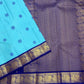 Aqua Blue Handwoven Pure Silk Kanjivaram Saree with Korvai Peacock Border