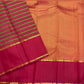 Antique-gold diamond-grid lattice pallu over copper-vermilion ground on vintage Vazhaipoo stripes Kanchipuram saree