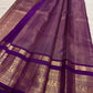 Royal oodha purple and deep aubergine Kanchipuram zari kattam silk sarees, showing body, border and detailed gold zari pallu