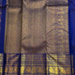 Neelam blue handwoven pure silk Kanchipuram Varisaipet saree with ornate gold zari border, photo 2 of 5