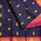 Midnight navy pure silk Kanchipuram saree with Gandaberunda buttas and double peacock-paisley border in rani pink, Idam Living (photo 1 of 6)