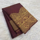 Deep Kaapi Brown handwoven pure silk Kanchipuram butta saree, floral gold zari buttas and ornate border, Idam Living, product detail 4.