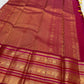 Turmeric Yellow & Arakku Red Varisaipet Kanchipuram silk saree, detail view