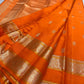 gold border detail of amber flame Kanchipuram silk saree